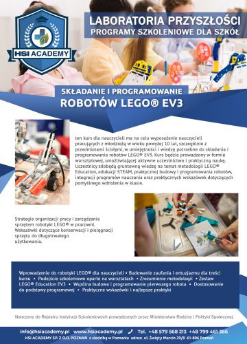 Składanie i programowanie robotów LEGO® EV3 - 1 osoba